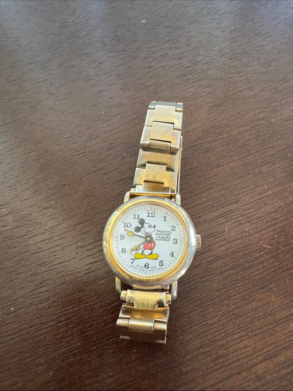 Mickey Mouse Gold Tone Bracelet Watch